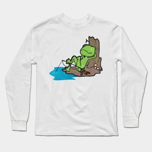 Relaxing Fishing Frog Long Sleeve T-Shirt